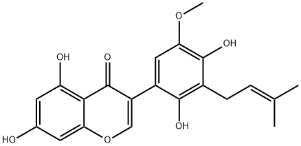 2',4',5,7-Tetrahydroxy-5'-methoxy-3'-(3-methyl-2-butenyl)isoflavone Struktur