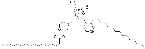 (2-hydroxyethyl)[2-[(2-hydroxyethyl)(palmitoyl)amino]ethyl][2-[(2-hydroxyethyl)[2-(palmitoyloxy)ethyl]amino]ethyl]methylammonium methyl sulphate  Struktur