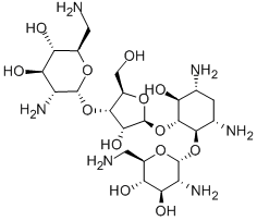 5-amino-2-(aminomethyl)-6-[5-[3,5-diamino-2-[3-amino-6-(aminomethyl)-4 ,5-dihydroxy-oxan-2-yl]oxy-6-hydroxy-cyclohexyl]oxy-4-hydroxy-2-(hydro xymethyl)oxolan-3-yl]oxy-oxane-3,4-diol Struktur