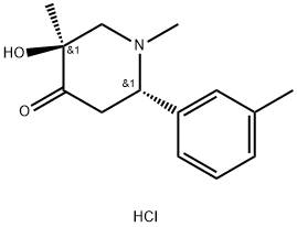 (2S,5R)-5-hydroxy-1,5-dimethyl-2-(3-methylphenyl)piperidin-4-one hydro chloride Struktur