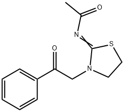 N-[3-(2-oxo-2-phenylethyl)thiazolidin-2-ylidene]acetamide  Struktur