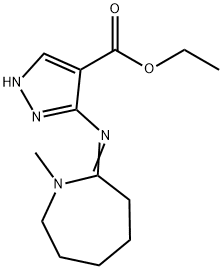 Pyrazole-4-carboxylic acid, 5-((1-methylhexahydro-1H-azepin-2-ylidene) amino)-, ethyl ester Struktur