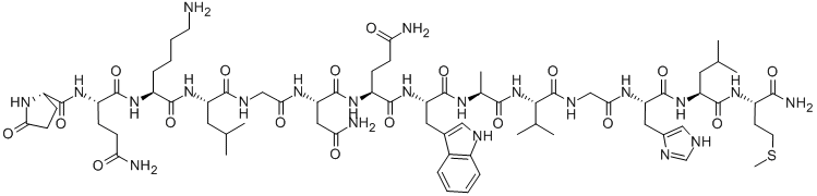 PYR-GLN-LYS-LEU-GLY-ASN-GLN-TRP-ALA-VAL-GLY-HIS-LEU-MET-NH2 Struktur