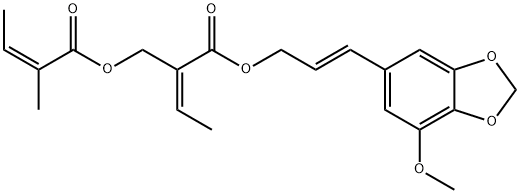 (Z)-2-Methyl-2-butenoic acid (Z)-2-[[3-(7-methoxy-1,3-benzodioxole-5-yl)-2-propenyloxy]carbonyl]-2-butenyl ester Struktur