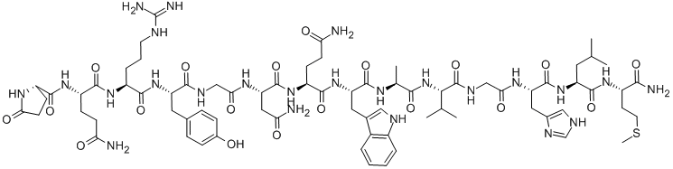 PYR-GLN-ARG-TYR-GLY-ASN-GLN-TRP-ALA-VAL-GLY-HIS-LEU-MET-NH2 Struktur