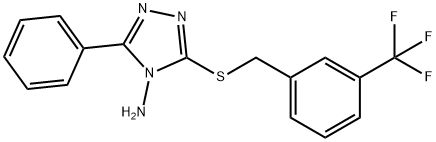 3-phenyl-5-{[3-(trifluoromethyl)benzyl]sulfanyl}-4H-1,2,4-triazol-4-amine Struktur