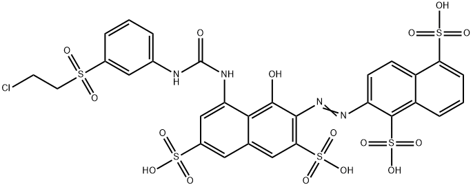 2-[[8-[3-[3-[(2-Chloroethyl)sulfonyl]-phenyl]ureido]-1-hydroxy-3,6-disulfo-2-naphtyl]azo]-1,5-naphthalenedisulfonic acid Struktur