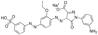 1H-Pyrazole-3-carboxylic acid, 1-(3-aminophenyl)-4-((2-ethoxy-4-((3-su lfophenyl)azo)phenyl)azo)-4,5-dihydro-5-oxo-, monosodium salt Struktur