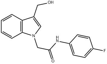 1H-INDOLE-1-ACETAMIDE, N-(4-FLUOROPHENYL)-3-(HYDROXYMETHYL)- Struktur