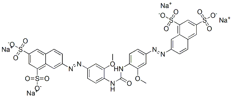 tetrasodium 7,7'-[carbonylbis[imino(3-methoxy-4,1-phenylene)azo]]bisnaphthalene-1,3-disulphonate Struktur