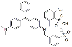 N-[4-[[4-(Dimethylamino)phenyl]phenylmethylene]-2,5-cyclohexadien-1-ylidene]-N-(3-sulfonatobenzyl)-3-sodiosulfobenzenemethanaminium Struktur