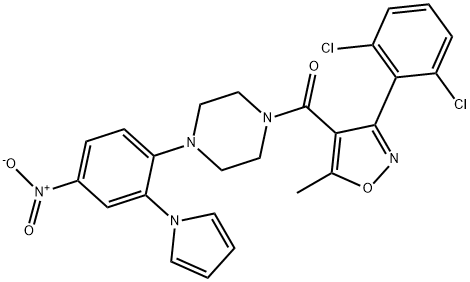 Methanone, [3-(2,6-dichlorophenyl)-5-methyl-4-isoxazolyl][4-[4-nitro-2-(1H-pyrrol-1-yl)phenyl]-1-piperazinyl]- Struktur