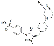 4-[4-[[4-[bis(2-cyanoethyl)amino]phenyl]methylene]-4,5-dihydro-3-methyl-5-oxo-1H-pyrazol-1-yl]benzenesulphonic acid Struktur