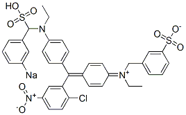 N-[4-[(2-Chloro-5-nitrophenyl)[4-[N-ethyl-N-(3-sodiosulfobenzyl)amino]phenyl]methylene]-2,5-cyclohexadien-1-ylidene]-N-ethyl-3-sulfonatobenzenemethanaminium Struktur