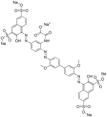 N-[5-[[2-Hydroxy-3,6-bis(sodiosulfo)-1-naphthalenyl]azo]-2-[[4'-[[2-hydroxy-3,6-bis(sodiosulfo)-1-naphthalenyl]azo]-3,3'-dimethoxy[1,1'-biphenyl]-4-yl]azo]phenyl]oxamidic acid sodium salt Struktur