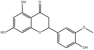 4H-1-Benzopyran-4-one, 2,3-dihydro-5,7-dihydroxy-2-(4-hydroxy-3-methoxyphenyl)- Struktur