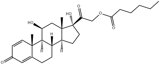 11beta,17,21-trihydroxypregna-1,4-diene-3,20-dione 21-hexanoate Struktur