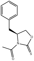 1-[(4S)-4-(phenylMethyl)-2-thioxo-3-oxazolidinyl]-Ethanone Struktur