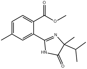 Benzoic acid, 2-(4,5-dihydro-4-methyl-4-(1-methylethyl)-5-oxo-1H-imida zol-2-yl)-4-methyl-, methyl ester Struktur