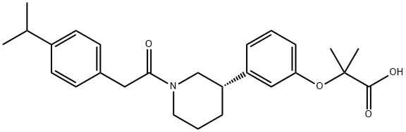 2-Methyl-2-[3-[(3S)-1-[2-[4-(1-methylethyl)phenyl]acetyl]-3-piperidinyl]phenoxy]-propanoicacid Struktur