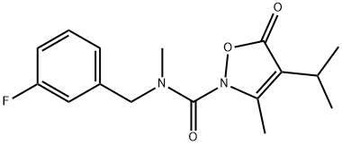 2(5H)-Isoxazolecarboxamide,  N-[(3-fluorophenyl)methyl]-N,3-dimethyl-4-(1-methylethyl)-5-oxo- Struktur