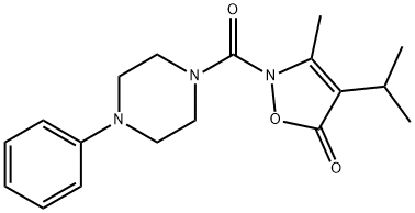 Piperazine,  1-[[3-methyl-4-(1-methylethyl)-5-oxo-2(5H)-isoxazolyl]carbonyl]-4-phenyl-  (9CI) Struktur