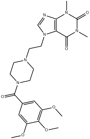 1H-Purine-2,6-dione, 3,7-dihydro-1,3-dimethyl-7-(2-(4-(3,4,5-trimethox ybenzoyl)-1-piperazinyl)ethyl)- Struktur