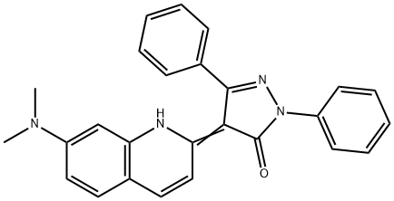 3H-Pyrazol-3-one, 4-7-(dimethylamino)-2(1H)-quinolinylidene-2,4-dihydro-2,5-diphenyl- Struktur