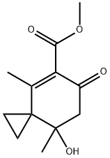 Spiro[2.5]oct-4-ene-5-carboxylic acid, 8-hydroxy-4,8-dimethyl-6-oxo-, methyl ester (9CI) Struktur