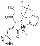 7a-(1,1-Dimethyl-2-propenyl)-6,7,7a,12-tetrahydro-6-hydroxy-3-(1H-imidazol-4-ylmethylene)-12-methoxy-1H,5H-imidazo[1',2':1,2]pyrido[2,3-b]indole-2,5(3H)-dione Struktur