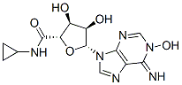 (2S,3S,4R,5R)-N-cyclopropyl-3,4-dihydroxy-5-(1-hydroxy-6-imino-purin-9 -yl)oxolane-2-carboxamide Struktur