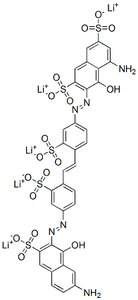 5-Amino-3-[[4-[2-[4-[(7-amino-1-hydroxy-3-sulfo-2-naphthalenyl)azo]-2-sulfophenyl]ethenyl]-3-sulfophenyl]azo]-4-hydroxy-2,7-naphthalenedisulfonic acid pentalithium salt Struktur