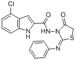 1H-Indole-2-carboxamide, 4-chloro-N-(4-oxo-2-(phenylimino)thiazolidin- 3-yl)- Struktur