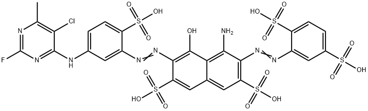 4-Amino-6-[5-(5-chloro-2-fluoro-6-methylpyrimidin-4-ylamino)-2-sulfophenylazo]-5-hydroxy-3-(2,5-disulfophenylazo)-2,7-naphthalenedisulfonic acid Struktur