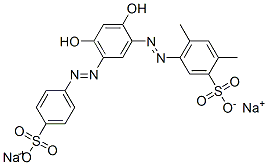 Benzenesulfonic acid, 5-[[2,4-dihydroxy-5-[(4-sulfophenyl) azo]phenyl]azo]-2,4-dimethyl-, disodium salt Struktur