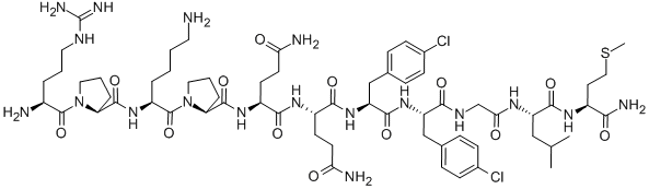 ARG-PRO-LYS-PRO-GLN-GLN-P-CHLORO-PHE-P-CHLORO-PHE-GLY-LEU-MET-NH2 Struktur