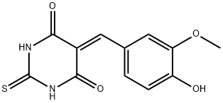 2,3-Dihydro-5-(4-hydroxy-3-methoxybenzylidene)-2-thioxo-4,6(1H,5H)-pyrimidinedione Struktur