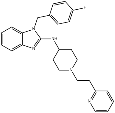 1-[(4-Fluorophenyl)methyl]-N-[1-[2-(2-pyridinyl)ethyl]-4-piperidinyl]-1H-benzimidazol-2-amine Struktur