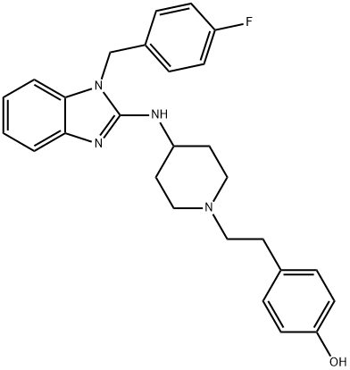 Phenol, 4-(2-(4-((1-((4-fluorophenyl)methyl)-1H-benzimidazol-2-yl)amin o)-1-piperidinyl)ethyl)- Struktur