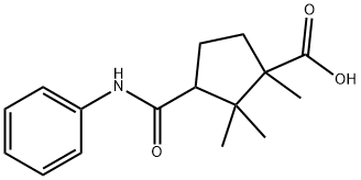 3-(Phenylaminocarbonyl)-1,2,2-trimethyl-1-cyclopentanecarboxylic acid Struktur