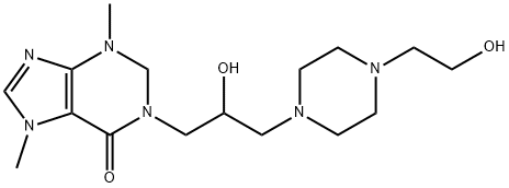 6(1H)-Purinone, 2,3-dihydro-3,7-dimethyl-1-(2-hydroxy-3-(4-(2-hydroxye thyl)piperazinyl)propyl)- Struktur