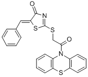 Phenothiazine, 10-(5-benzylidene-4-oxo-2-(2-thiazolinyl)thioacetyl)- Struktur