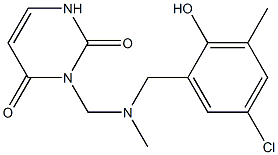 2,4(1H,3H)Pyrimidinedione, 3-[[(5-chloro-3-methylsalicyl)methylamino]m ethyl]- Struktur