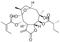 (Z)-2-Methyl-2-butenoic acid [(3aR,4S,5R,6S,8S,10R,11S,11aR)-dodecahydro-5,10-dihydroxy-6,10-dimethyl-3-methylene-11-[(R)-2-methyl-1-oxobutoxy]-2-oxo-5,8-epoxycyclodeca[b]furan-4-yl] ester Struktur