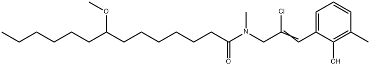 N-[2-Chloro-3-(2-hydroxy-3-methylphenyl)-2-propenyl]-8-methoxy-N-methyltetradecanamide Struktur