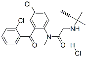 N-[4-chloro-2-(2-chlorobenzoyl)phenyl]-N-methyl-2-(2-methylbut-3-yn-2- ylamino)acetamide hydrochloride Struktur