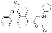 N-[4-chloro-2-(2-chlorobenzoyl)phenyl]-2-(cyclopentylamino)-N-methyl-a cetamide hydrochloride Struktur