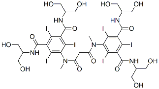 5,5'-[(1,3-Dioxo-1,3-propanediyl)bis(methylimino)]bis[N,N'-bis[2-hydroxy-1-(hydroxymethyl)ethyl]-2,4,6-triiodo-1,3-benzenedicarboxamide] Struktur