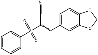 (E)-3-(1,3-benzodioxol-5-yl)-2-(phenylsulfonyl)-2-propenenitrile Struktur