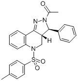 2H-Pyrazolo(4,3-c)quinoline, 3,3a,4,5-tetrahydro-2-acetyl-5-((4-methyl phenyl)sulfonyl)-3-phenyl-, cis- Struktur